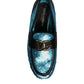 Blue Sequined Loafers Formal Dress Shoes
