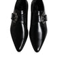 Black Leather Monk Strap Derby Formal Shoes