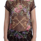 Elegant Floral Silk Blouse with Cap Sleeves