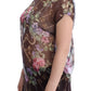 Elegant Floral Silk Blouse with Cap Sleeves