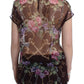 Elegant Floral Silk Blouse with Cap Sleeves