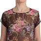 Elegant Floral Silk Blouse with Cap Sleeves