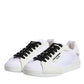 White Nylon Leather Low Top Sneakers Shoes