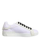 White Nylon Leather Low Top Sneakers Shoes