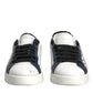 White Blue Leather Crown Milano Sneakers Shoes