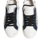White Blue Leather Crown Milano Sneakers Shoes