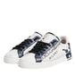 White Blue Leather Crown Milano Sneakers Shoes