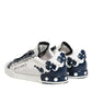White Blue Leather Crown Milano Sneakers Shoes