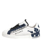 White Blue Leather Crown Milano Sneakers Shoes