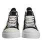 White Black Cotton High Top Sneakers Shoes