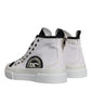 White Black Cotton High Top Sneakers Shoes