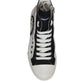 White Black Cotton High Top Sneakers Shoes