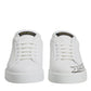 White Leather Low Top Lace Up Sneakers Shoes