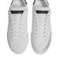 White Leather Low Top Lace Up Sneakers Shoes