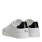 White Leather Low Top Lace Up Sneakers Shoes