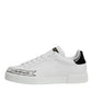 White Leather Low Top Lace Up Sneakers Shoes