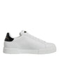 White Leather Low Top Lace Up Sneakers Shoes