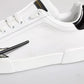 White Leather Low Top Lace Up Sneakers Shoes