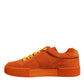 Orange Miami Leather Low Top Sneakers Shoes