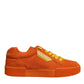 Orange Miami Leather Low Top Sneakers Shoes
