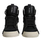 Black Silver Leather High Top Sneaker Shoes