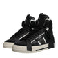 Black Silver Leather High Top Sneaker Shoes