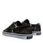 Black Tropical Print Low Top Sneakers Shoes