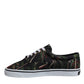 Black Tropical Print Low Top Sneakers Shoes