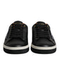 Black Leather Low Top Men Sneakers Shoes