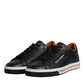 Black Leather Low Top Men Sneakers Shoes