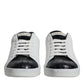 White Black Leather Portofino Sneakers Shoes