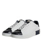 White Black Leather Portofino Sneakers Shoes
