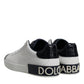 White Black Leather Portofino Sneakers Shoes