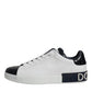 White Black Leather Portofino Sneakers Shoes