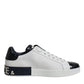 White Black Leather Portofino Sneakers Shoes