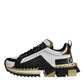 White Gold Black Leather SUPER KING Sneakers Shoes