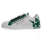 White Green Leather Crown Milano Sneakers Shoes