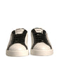 White Black Leather Crown Milano Sneakers Shoes