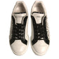 White Black Leather Crown Milano Sneakers Shoes
