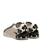 White Black Leather Crown Milano Sneakers Shoes