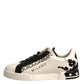 White Black Leather Crown Milano Sneakers Shoes