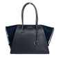 Avril XL Suede Leather Top Zip Satchel Bag Black