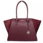 Avril XL Suede Leather Top Zip Satchel Bag Oxblood Red