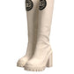 White DG Logo Hi Trekking Plateau Biker Boots Shoes