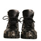 Black Leather Studded Trekking Boots Shoes
