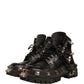 Black Leather Studded Trekking Boots Shoes