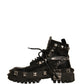 Black Leather Studded Trekking Boots Shoes