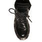 Black Leather Studded Trekking Boots Shoes