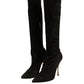 Black Suede Stiletto Knee High Boots Shoes