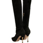 Black Suede Stiletto Knee High Boots Shoes